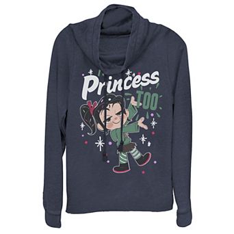 Disney's Wreck It Ralph 2 Juniors' Princess Logo Cowlneck Graphic Lightweight Long Sleeve