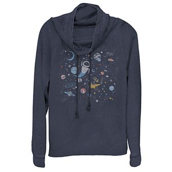 Disney / Pixar's WALL-E EVE Juniors' In Space Cowlneck Graphic Lightweight Long Sleeve