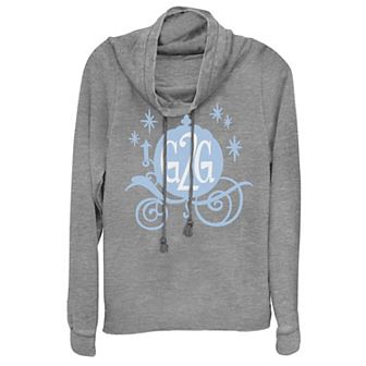 Disney's Wreck It Ralph 2 Juniors' Comfy Princess Cinderella G2G Cowlneck Graphic Lightweight Long Sleeve