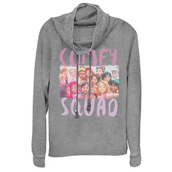 Disney's Wreck It Ralph 2 Juniors' Comfy Squad Group Shot Cowlneck Graphic Lightweight Long Sleeve