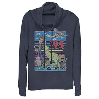Disney / Pixar's Toy Story Juniors' 95 Retro Distressed Colorful Cowlneck Graphic Lightweight Long Sleeve