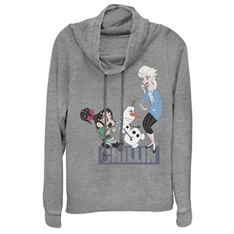 Disney's Wreck It Ralph 2 Comfy Princess Elsa Chill Long Juniors' Cowlneck Graphic Lightweight Long Sleeve
