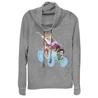 Disney's Wreck It Ralph 2 Comfy Princess Cinderella Juniors' Cowlneck Graphic Lightweight Long Sleeve