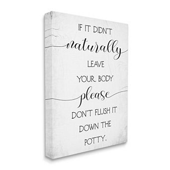 Stupell Home Decor Doesn't Leave Body Don't Flush Down Potty Quote Canvas Wall Decor