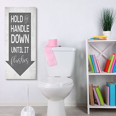 Stupell Home Decor Hold Handle Down To Flush Bathroom Arrow Wall Decor