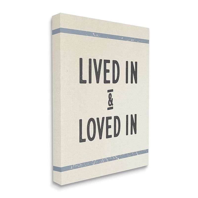 Stupell Home Decor Lived In Loved In Phrase Blue Bistro Stripe Wall Decor, 