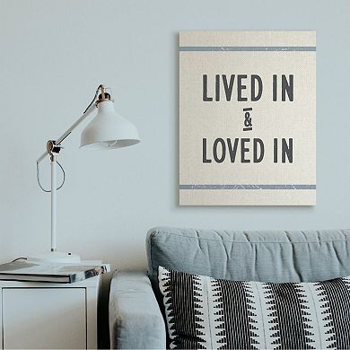 Stupell Home Decor Lived In Loved In Phrase Blue Bistro Stripe Wall Decor