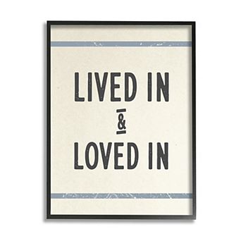 Stupell Home Decor Lived In Loved In Phrase Blue Bistro Stripe Framed Wall Decor