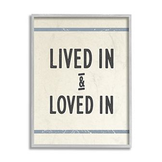 Stupell Home Decor Lived In Loved In Phrase Blue Bistro Stripe Framed Wall Decor