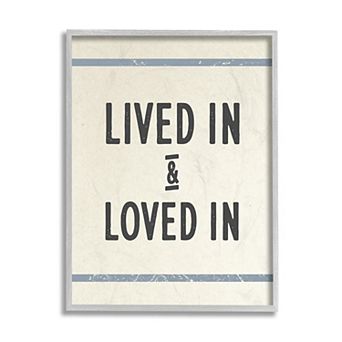 Stupell Home Decor Lived In Loved In Phrase Blue Bistro Stripe Framed Wall Decor