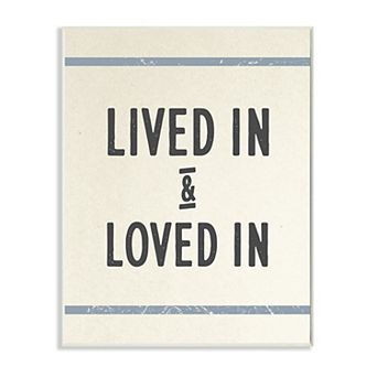 Stupell Home Decor Lived In Loved In Phrase Blue Bistro Stripe Wall Decor