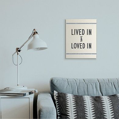 Stupell Home Decor Lived In Loved In Phrase Blue Bistro Stripe Wall Decor