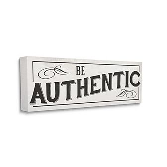 Stupell Home Decor Be Authentic Phrase Bold Black Typography Swirls Wall Decor