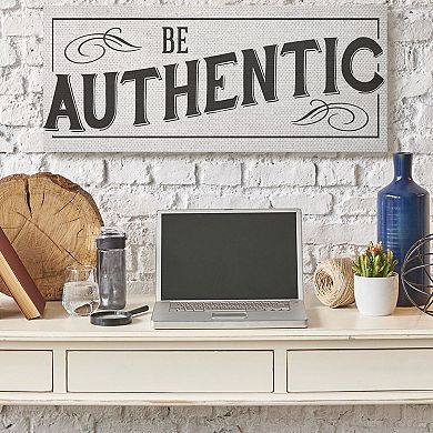 Stupell Home Decor Be Authentic Phrase Bold Black Typography Swirls Wall Decor