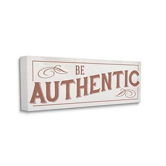 Stupell Home Decor Be Authentic Text Soft Red Typography Canvas Wall Decor