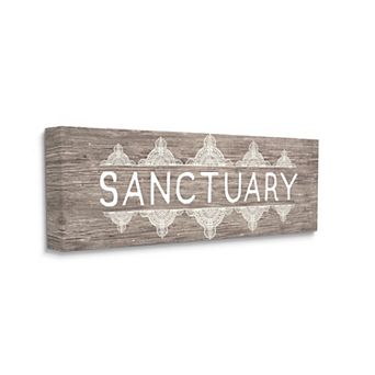 Stupell Home Decor Rustic Sanctuary Text With Paisley Country Pattern Wall Decor