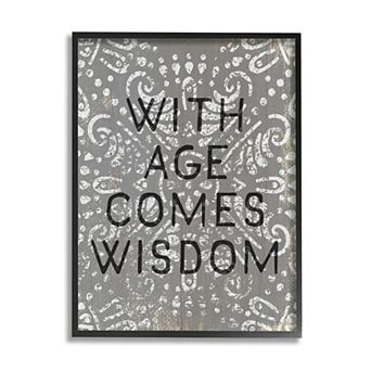 Stupell Home Decor With Age Comes Wisdom Phrase Boho Pattern Framed Wall Decor
