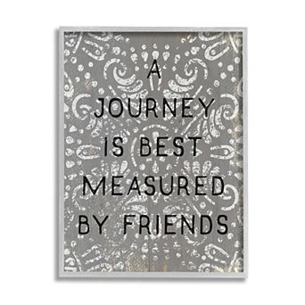 Stupell Home Decor Best Measured By Friends Phrase Distressed Boho Pattern Framed Wall Decor