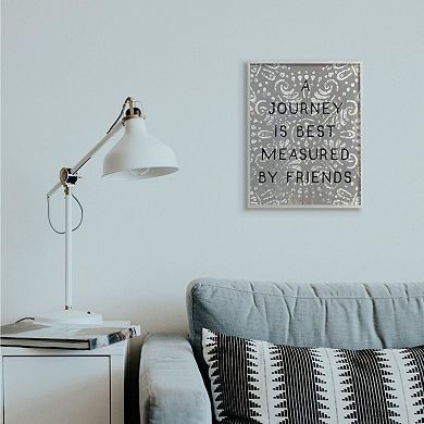 Stupell Home Decor Best Measured By Friends Phrase Distressed Boho Pattern Wall Decor