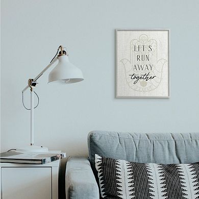 Stupell Home Decor Runaway Together Quote Moroccan Khmissa Inspired Pattern Wall Decor
