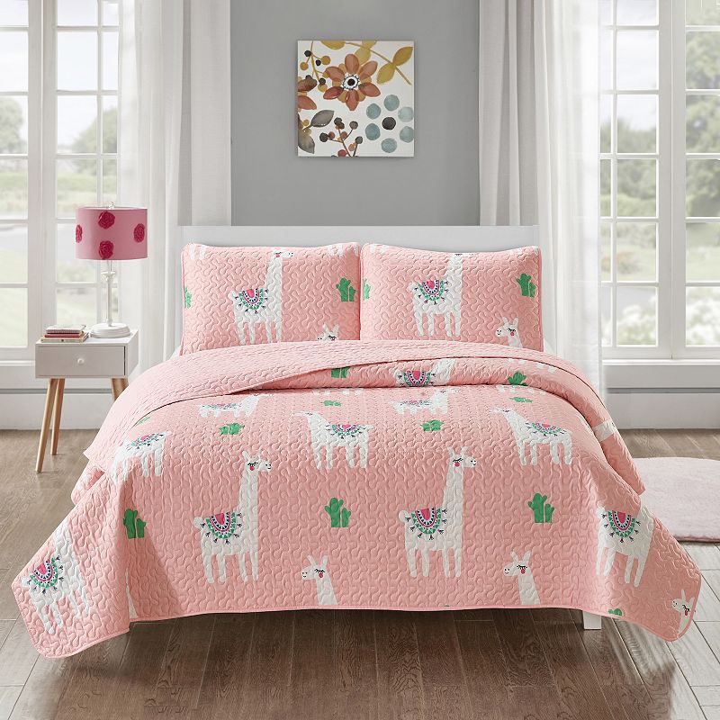 Harper Lane Cool Llama 2-piece Quilt Set Twin, Pink