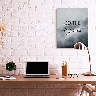 Stupell Home Decor Go The Distance Phrase Foggy Cliffside Mountain Wall Decor