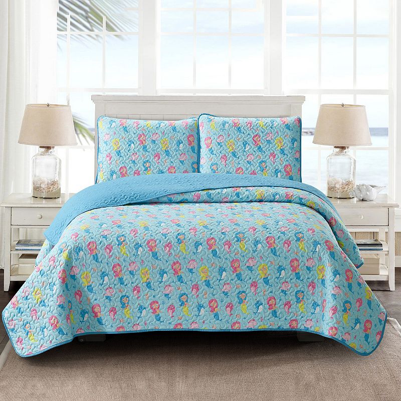 Harper Lane Mermaids and Friends 2-piece Quilt Set Twin, Blue