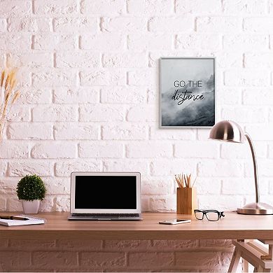 Stupell Home Decor Go The Distance Phrase Foggy Cliffside Mountain Wall Decor