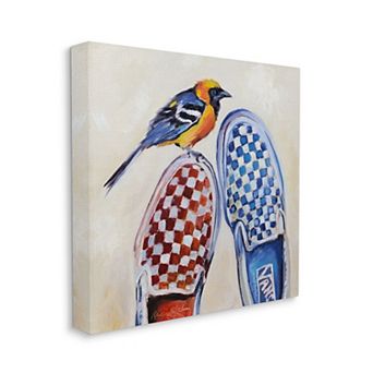 Stupell Home Decor Oriole Bird Checkered Sneakers Canvas Wall Art