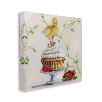 Stupell Home Decor Baby Duck Raspberry Cupcake Dessert Canvas Wall Art