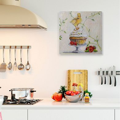 Stupell Home Decor Baby Duck Raspberry Cupcake Dessert Canvas Wall Art