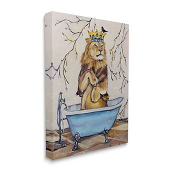 Stupell Home Decor Regal Jungle Lion Bath Canvas Wall Art
