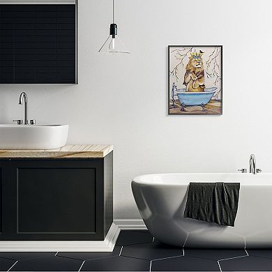 Stupell Home Decor Regal Jungle Lion Bath Framed Wall Art