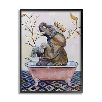 Stupell Home Decor Regal Safari Elephant Tub Framed Wall Art