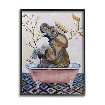 Stupell Home Decor Regal Safari Elephant Tub Framed Wall Art