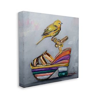 Stupell Home Decor Multicolor Shoe Yellow Warbler Canvas Wall Art