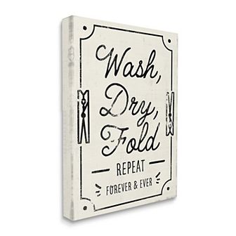 Stupell Home Decor Retro Inspired Laundry Repeat Canvas Wall Art