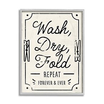 Stupell Home Decor Retro Inspired Laundry Wash Repeat Framed Wall Art