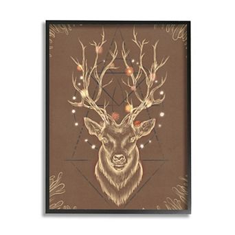 Stupell Home Decor Rustic Deer Geometric Framed Wall Art