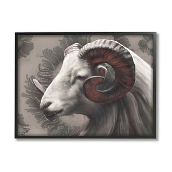 Stupell Home Decor Big Horn Ram Portrait Framed Wall Art
