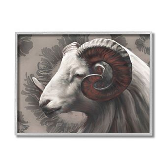 Stupell Home Decor Big Horn Ram Portrait Gray Framed Wall Art