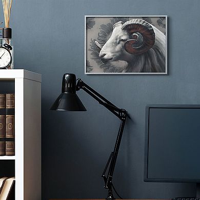 Stupell Home Decor Big Horn Ram Portrait Gray Framed Wall Art