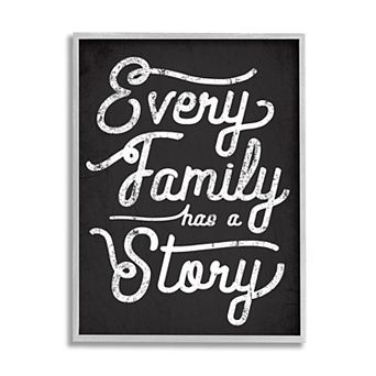 Stupell Home Decor Every Family Story Cursive Framed Wall Art
