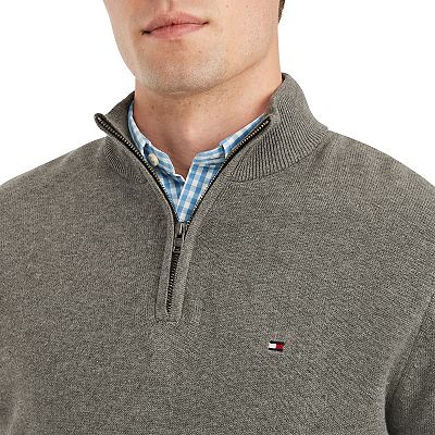 Men s Tommy Hilfiger Combed Cotton Quarter Zip Sweater