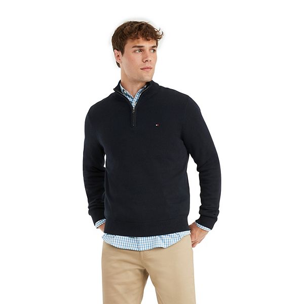 Men's Combed-Cotton Quarter-Zip Sweater