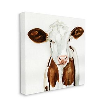 Stupell Home Decor Farm Cow Portrait Watercolor Canvas Wall Art