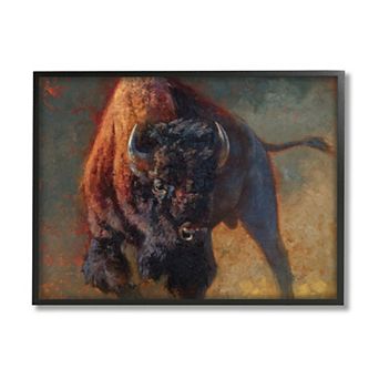 Stupell Home Decor Running Bull Portrait Framed Wall Art