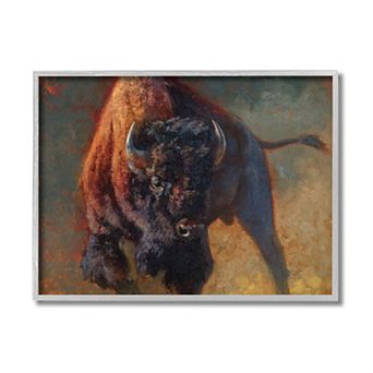 Stupell Home Decor Running Bull Portrait Cattle Framed Wall Art