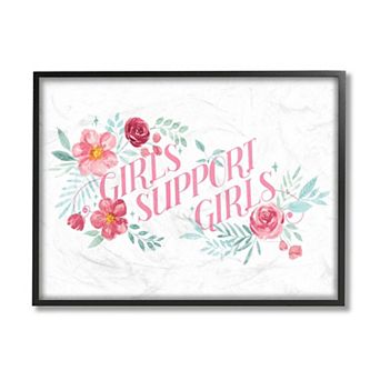 Stupell Home Decor Girls Support Girls Floral Framed Wall Art