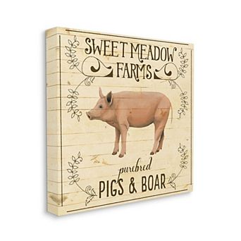 Stupell Home Decor Vintage Farm Pig Canvas Wall Art